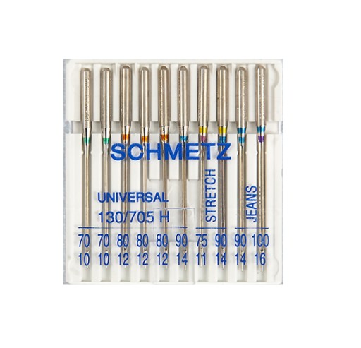 SCHMETZ SEMI-FLAT MIX ИГЛЫ 10 шт., джинсы стрейч