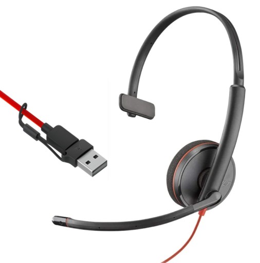 Проводная гарнитура Blackwire 3210 для ПК + адаптер USB-C/A