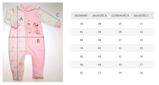 Pajacyk pajac niemowlęcy piżamka AREX 62