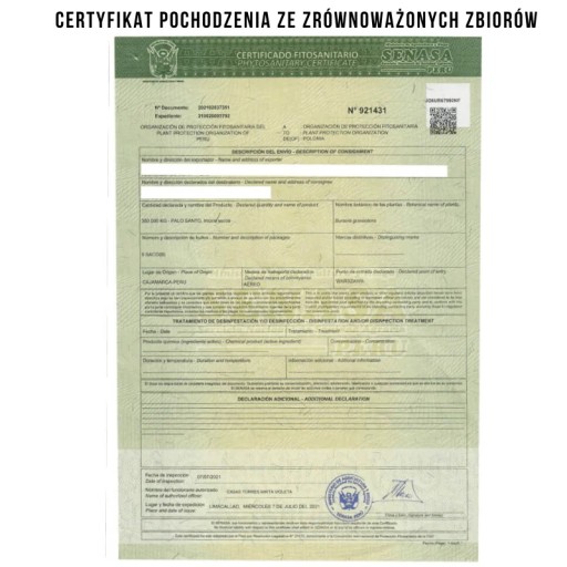 PALO SANTO натуральные благовония I ВИДОВОЙ СЕРТИФИКАТ Священное Дерево Перу 100г