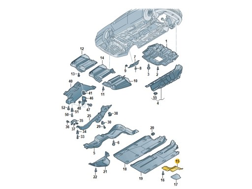 Крышка днища пола передняя левая VW Passat OE