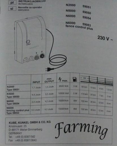 Сетевой электрификатор Farming N6000 Akna Shepherd