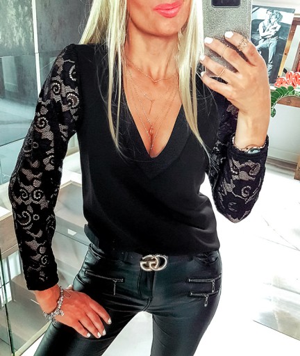 . BLUZKA Z KORONKĄ ELEGANCKA DO PRACY NA OKAZJE