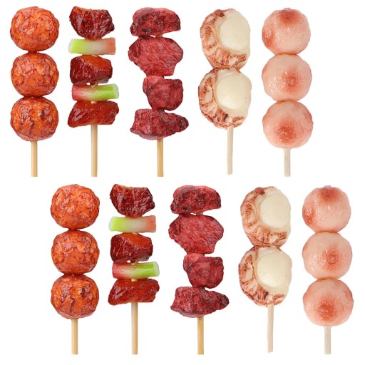 10Pcs Fake Barbecue Food Lifelike Roast Kebab