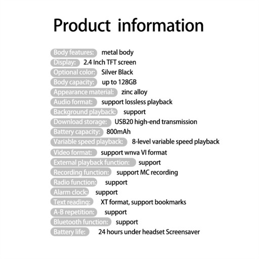 2,4-дюймовый 32G Bluetooth MP3-плеер