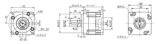 Планетарная передача PLF42-020SW NEMA17 1:20, вал двигателя 5 мм