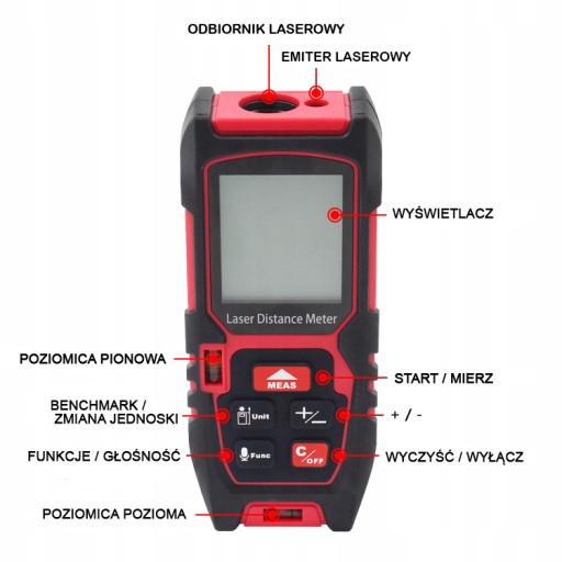 DALMIERZ LASEROWY MULTIFUNKCYJNY POZIOMICA DZWIĘK LCD 100M