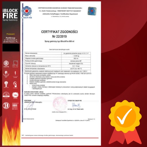 ПЕННЫЙ ОГНЕТУШИТЕЛЬ-СПРЕЙ iBlockFIRE ABCFE 600 мл. 100% ОРГАНИЧЕСКИЙ