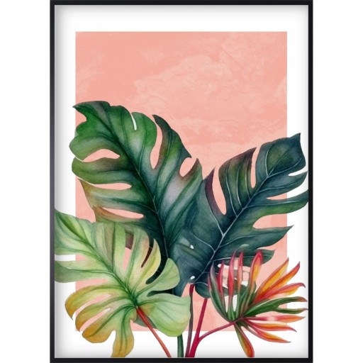 3 x ПЛИТА 40X50 TROPICAL FLOWERS MONSTERS LEAF Pink Розовый