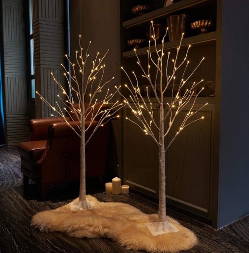 DRZEWKO ŚWIECĄCE LED SZTUCZNE ŚWIĄTECZNE CHOINKA BIAŁA CIEPŁA BRZOZA 150CM
