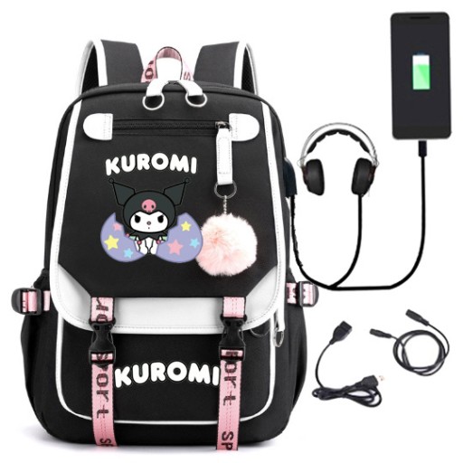 НОВЫЙ ШКОЛЬНЫЙ РЮКЗАК ШКОЛЬНЫЙ РЮКЗАК Kuromi USB-УЗОРЫ А4 БОЛЬШОЙ, высокое качество