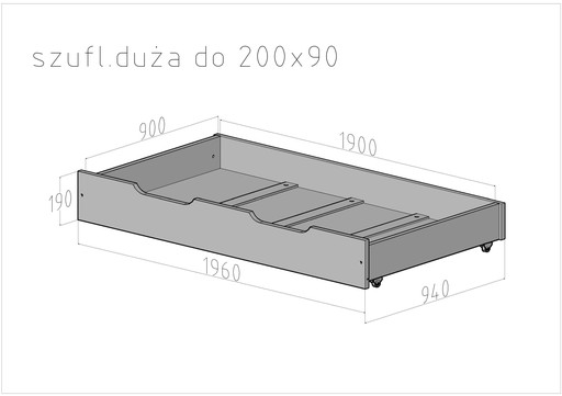 Большой ящик для кровати 200х90.