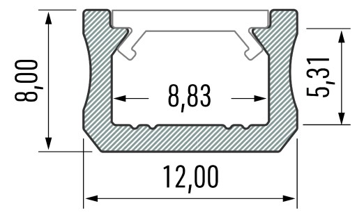 УЗКАЯ ПРОФИЛЬ СВЕТОДИОДНАЯ ЛЕНТА 1М НАБОР INOX + ЛАМПА