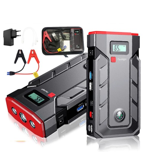 MOCNY JUMP STARTER ROZRUCH BOOSTER POWERBANK 12V LATARKA ZESTAW 30000mAh