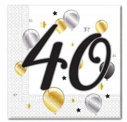 Салфетки бумажные 40 лет 20 шт 40 лет золотые шарики