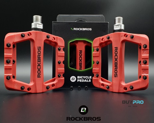 PEDAŁY CZERWONE Z PINAMI ROWEROWE PLATFORMOWE MTB NYLON ROCKRBOS 2017-12CRD