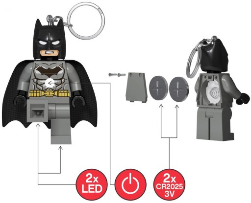 LEGO BRELOK LATARKA LED SUPER HEROES DC BATMAN SZARY