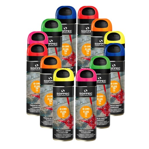 Геодезическая краска Fluo TP SOPPEC МИКС ЦВЕТОВ 12 шт.