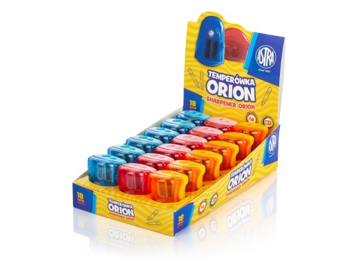 Temperówka podwójna z pojemnikiem ASTRA ORION ŻÓŁ.