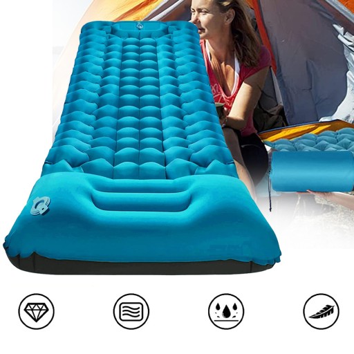 NADMUCHIWANY MATERAC MATA KEMPINGOWA Z PODUSZKĄ NA PLAŻĘ TREKKING SKŁADANA