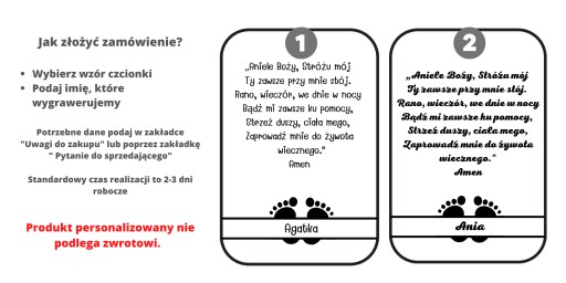 Pamiątka Chrztu Świętego Prezent na Chrzest GRAWER