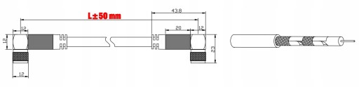 Kabel antenowy SAT 135 dB 4x ekranowany 2x90° 3.0m czarny pozłacany Goobay