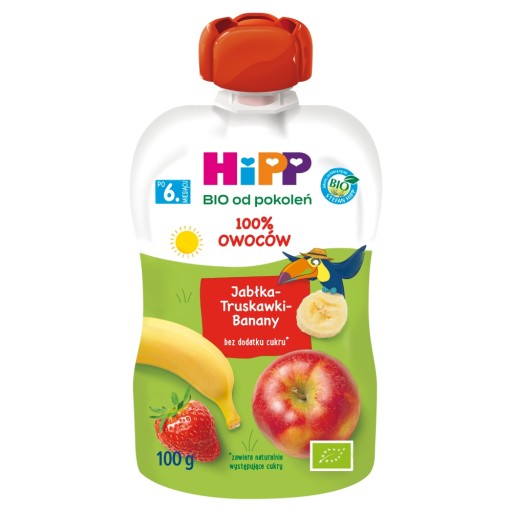 HiPP BIO Tube Мусс «Яблоки-клубника-банан» 6х100г