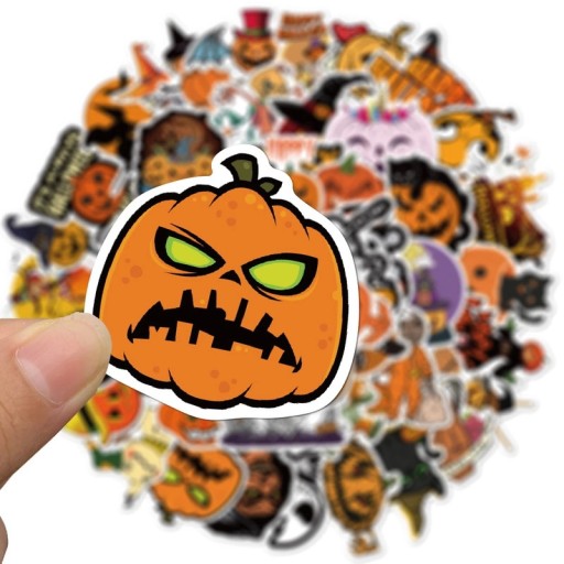 HALLOWEEN MIX UROCZE NAKLEJKI OZDOBNE NA LAPTOP BIDON EXTRA WLEPKI 50 szt