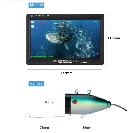 DVR Рыболокатор Камера для подводной рыбалки HD 1280*720 Screen15pcs Белый светодиод
