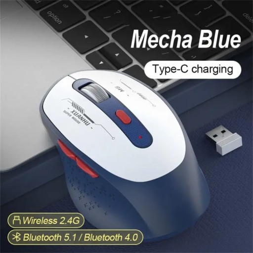Двухрежимная беспроводная перезаряжаемая мышь RYRA Bluetooth 2,4G типа C