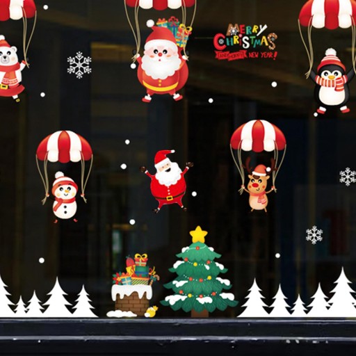 Рождественские гелевые наклейки на окна Новогодние украшения Merry Christmas наклейки 021