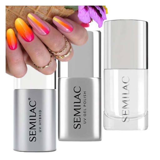 SEMILAC Nail Set Top Primer 3x7 мл Гибридный набор