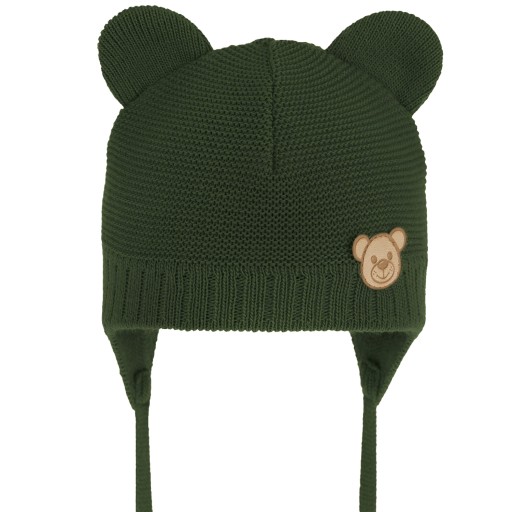 Czapka wiązana CZAPECZKA DLA NIEMOWLAKA zakrywa uszy PODSZEWKA khaki 40-42