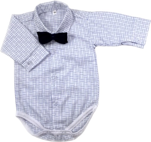 KOSZULOBODY białe w niebieską krateczkę 62 cm +2m