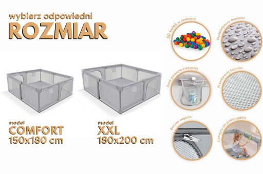 ДЕТСКАЯ РУЧКА XXL С КОВРИКОМ 180x200 см + 4 РУЧКИ И 50 ШАРИКОВ