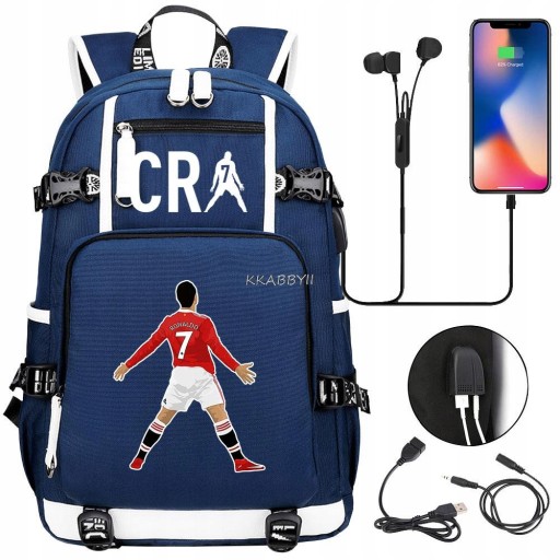 БОЛЬШОЙ РЮКЗАК А4 CRISTIANO RONALDO ВОДОНЕПРОНИЦАЕМЫЙ USB