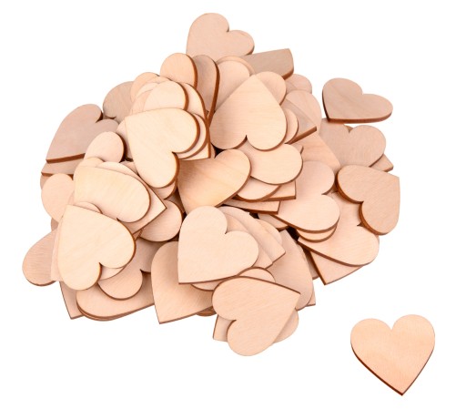 Деревянное СЕРДЦЕ HEARTS 4см 50шт украшение для скрапбука