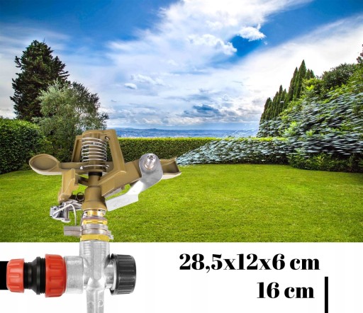 Импульсный садовый ороситель для ГАЗОНА, МЕТАЛЛ, вращающийся, 360°, РЕГУЛИРУЕМЫЙ
