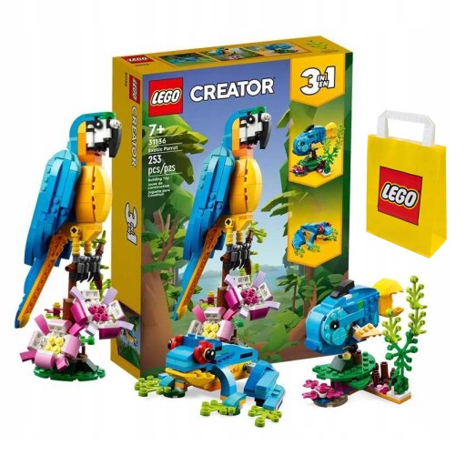 LEGO Creator 3 w 1 31136 Egzotyczna papuga 3w1 + papierowa torba LEGO!