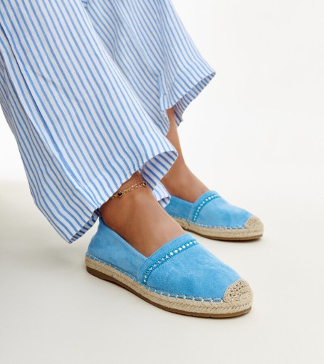 Niebieskie espadryle z cyrkoniami Abia 28837 rozmiar 38