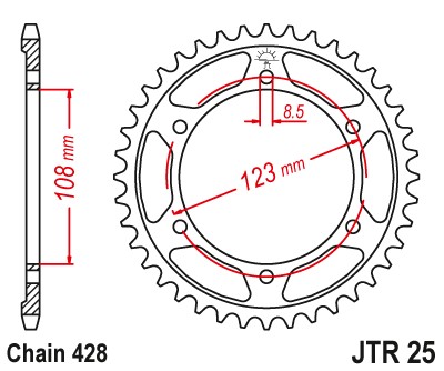 JTR25-60 Стальная задняя звездочка 60Z, размер 428