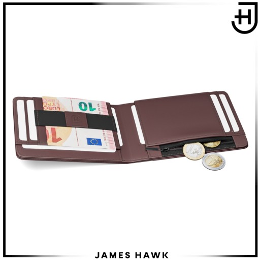 James Hawk Smart Wallet Мужской кожаный кошелек тонкий тонкий RFID коричневый