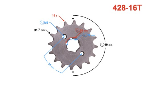 Выходная звездочка Moretti 16/428 для Barton TZ125