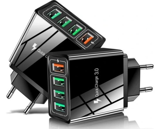Q4-4 USB-порты 3.0 Зарядная головка для быстрой зарядки Черные зарядные вилки