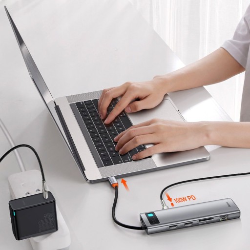BASEUS HUB USB-C — 3x USB/USB-C PD 100 Вт/AUX/VGA/2x HDMI/SD/СЕТЕВАЯ КАРТА