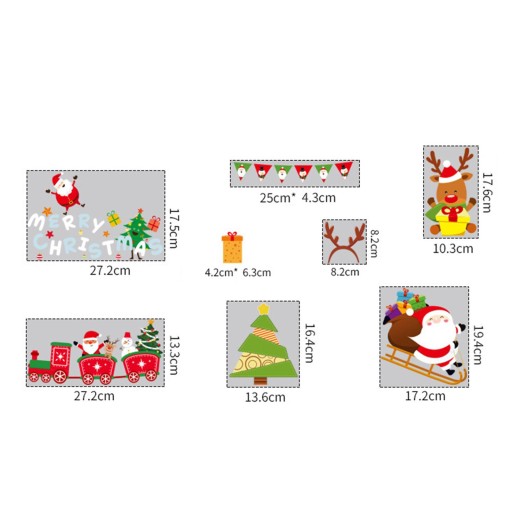 Рождественские гелевые наклейки на окна Новогодние украшения Merry Christmas наклейки 021