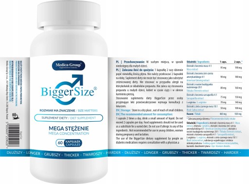 BiggerSize Penis Enlargement Tablets 60 Caps.