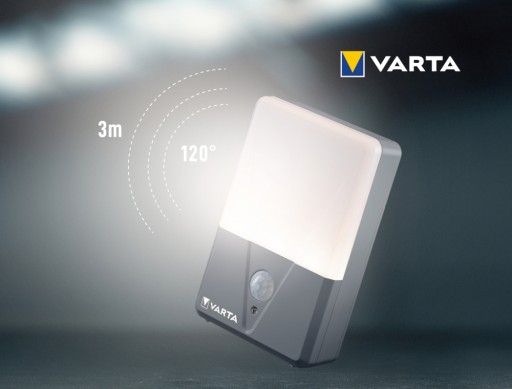 LAMPKA ZEWNĘTRZNA LED Z CZUJNIKIEM RUCHU NA TARAS BALKON VARTA + BATERIE