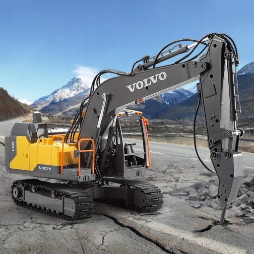 ЭКСКАВАТОР С ДИСТАНЦИОННЫМ УПРАВЛЕНИЕМ ДВОЙНОЙ RC VOLVO 3в1 ГРЕЙФЕР И МОЛОТОК ЛЫЧА