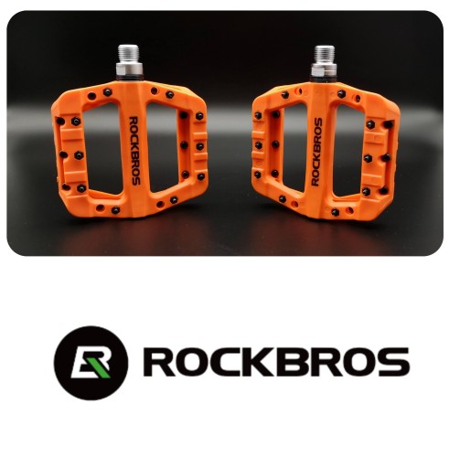 Pedały Platformowe Lekkie Pomarańczowe do Roweru MTB Nylon ROCKRBOS